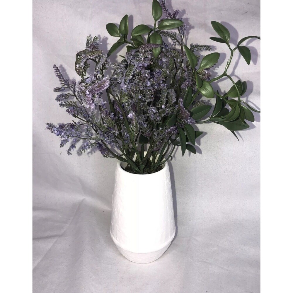 Target Tabletop Arrangement White Ceramic Faux Lavender Plant Decor CUTE! NEW!!